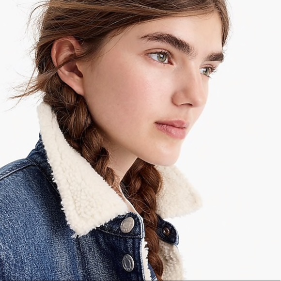 J Crew Denim Sherpa Lined Swing Jacket NEW - Picture 6 of 7